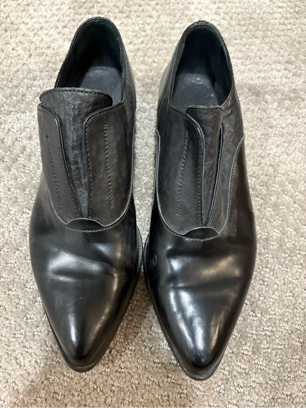 Black Pointed-Toe Women's Slip-On Loafers
